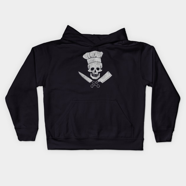 Anthony Boudain Skull Chef Vintage Kids Hoodie by toyrand